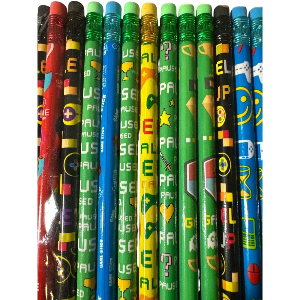 60 Video Game Themed Pencils Colorful, Gamers, School, Writing, Party Favors NEW